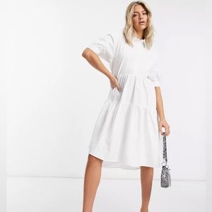 MISSGUIDED HIGH LOW COTTON short sleeve  oversized shirt smock dress